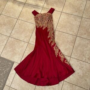 MoriLee Madeline Gardner Vintage OG Red Gold Legendary Dress